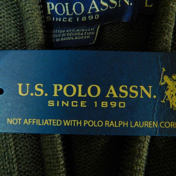 U.S. POLO ASSN. Mens 1/4 Zip Sweater Cable Knit  Size Large - Picture 3 of 4